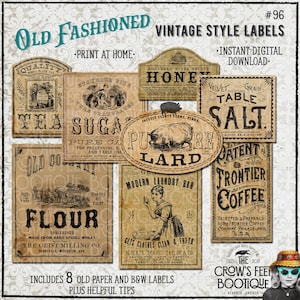 1800&#39;s Primitive Style Labels #96, Printable
