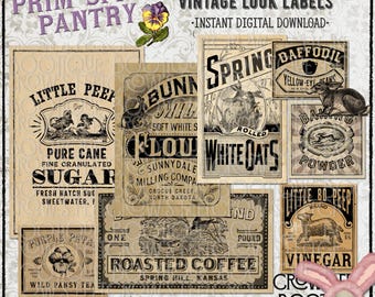 NEW!! Primitive Spring Pantry Labels #133, Printable