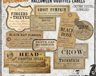 Spooky Specimens Vintage Look Halloween Labels, #103