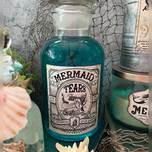 Vintage Look Mermaid & Ocean Potion Labels 75, Halloween Apothecary Labels for Jars, Printable image 4