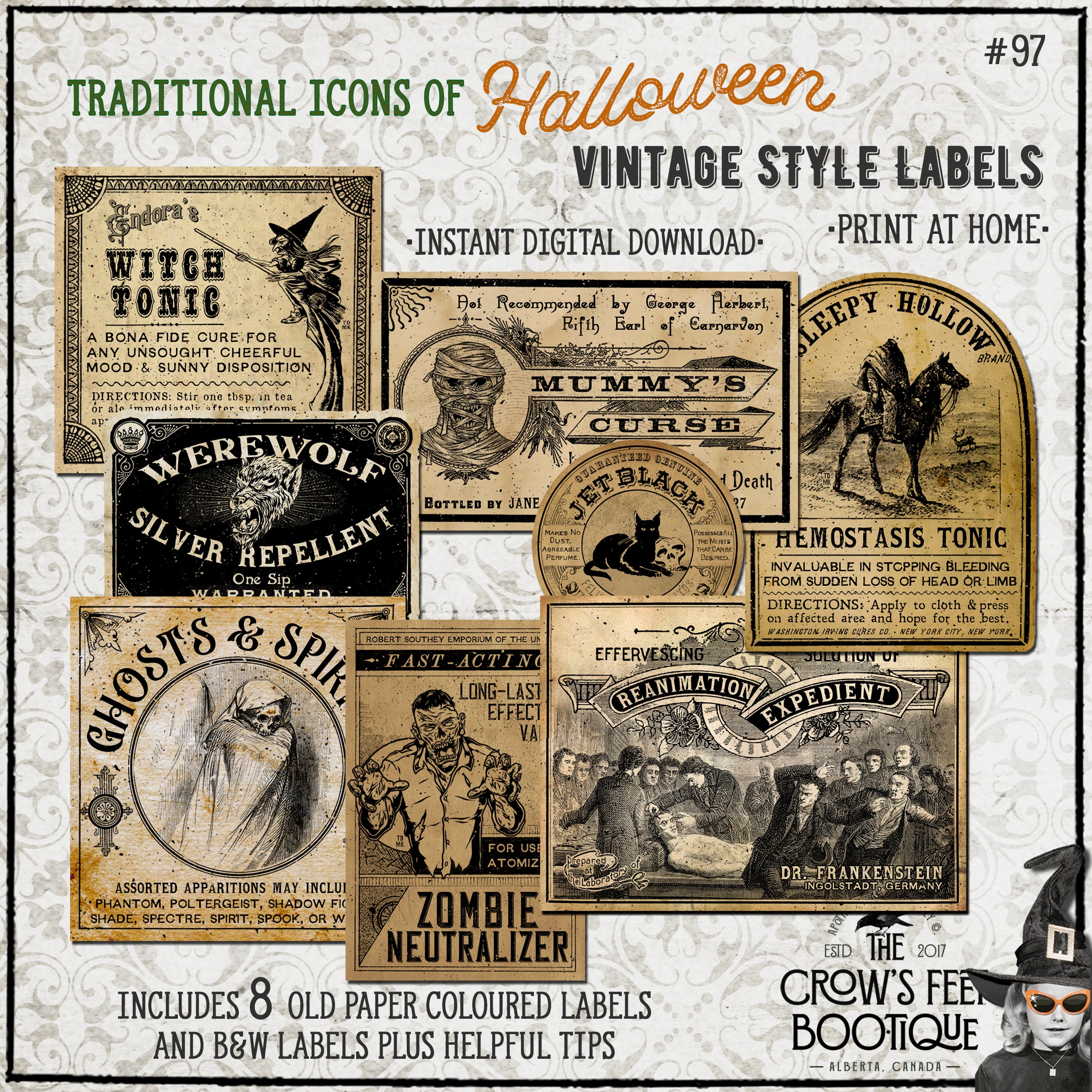 Icons of Halloween Apothecary Style Potion Labels #97, Printable - Etsy