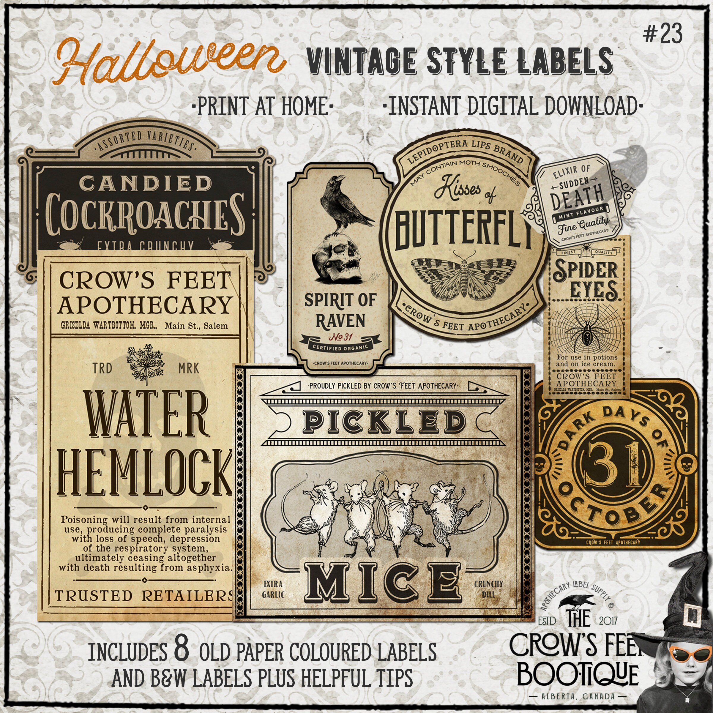 Vintage Look Potion Labels #23, Halloween Apothecary Labels for Jars ...