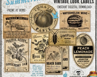 NEW!! Summer Vintage Style Labels #111, Printable