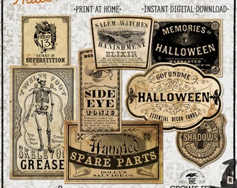 Vintage Look Halloween Bottle Labels #105, Printable