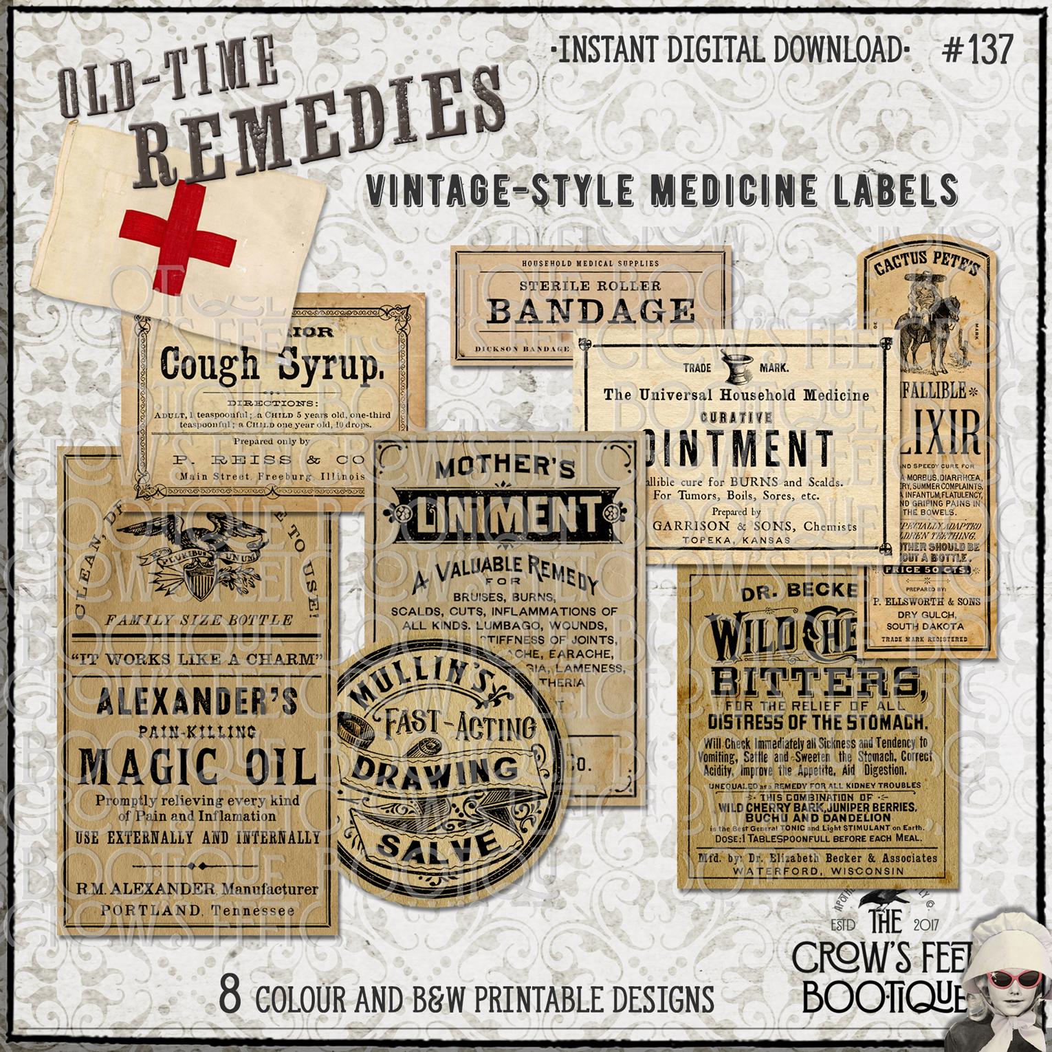 Antique Medicine Bottle Labels Printable - Etsy