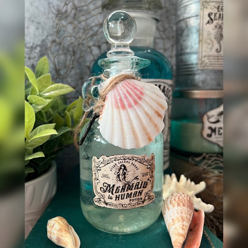 Vintage Look Mermaid & Ocean Potion Labels 75, Halloween Apothecary Labels for Jars, Printable image 6