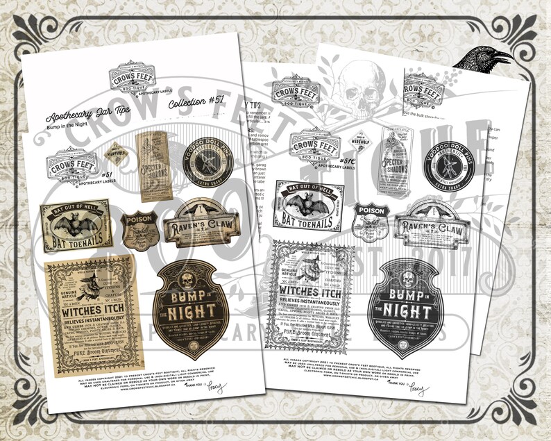 Vintage Look Potion Labels 51, Halloween Apothecary Labels for Jars, Printable image 2