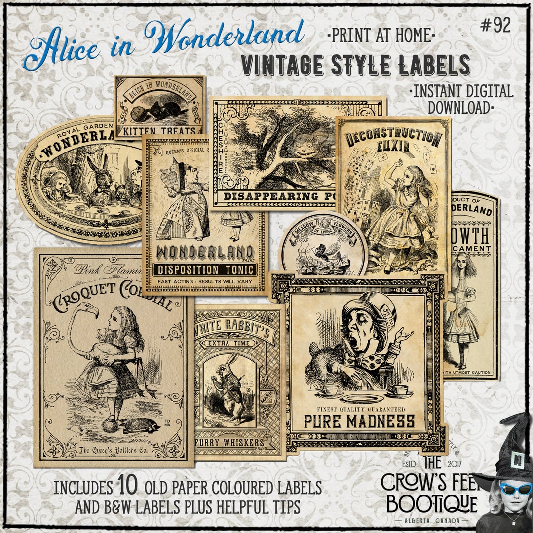 Alice in Wonderland Apothecary Labels #92, Printable - Etsy