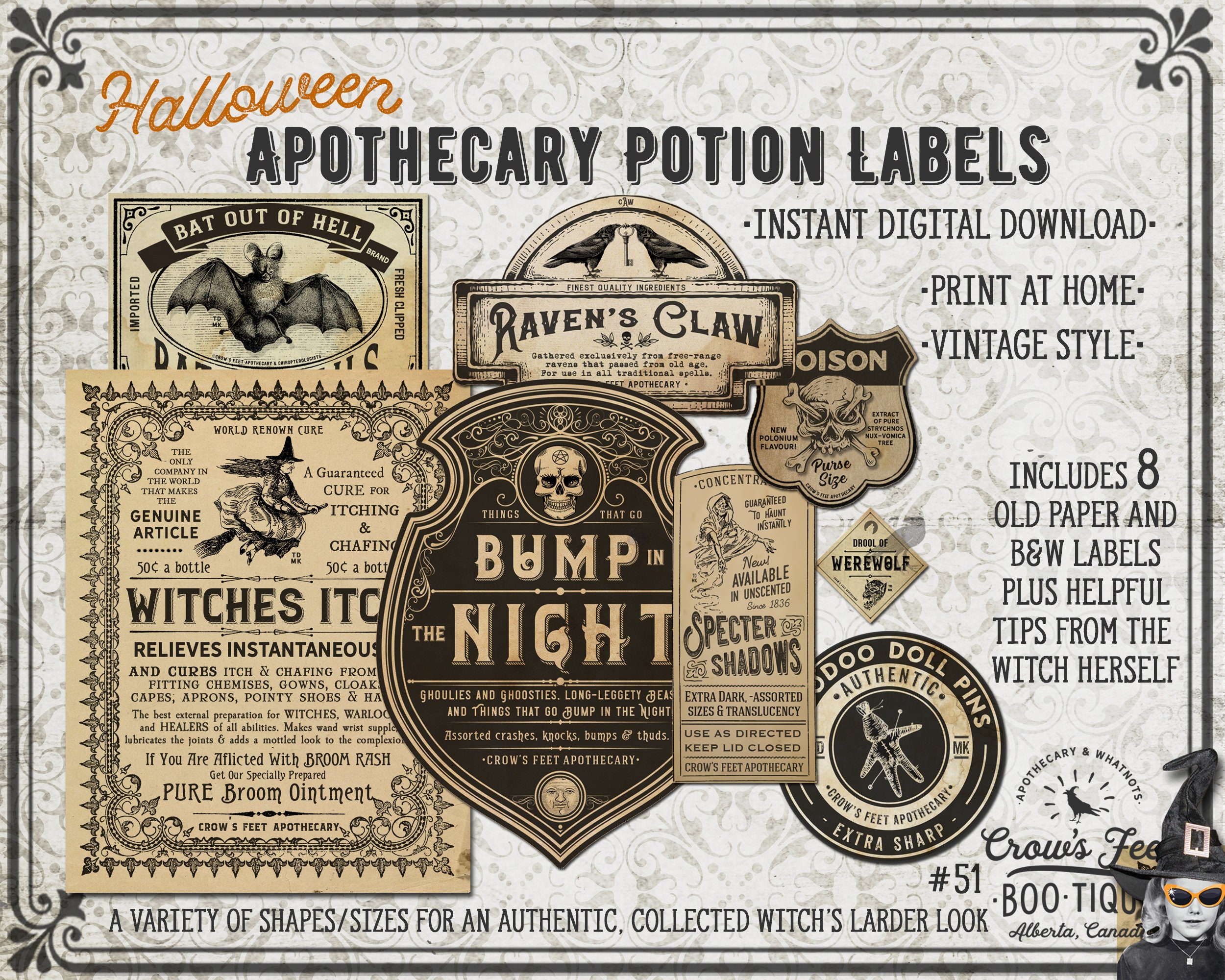 30pcs, Halloween Bottle Labels Animal Apothecary Stickers, Potions Labels  Halloween Medicine Bottle Label Stickers, Vintage Laminated Stickers, Decora