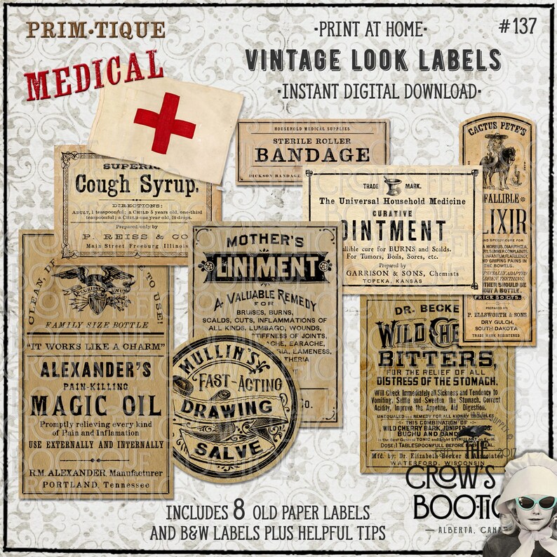 Embalming Label NEW!! Primitive Medical Supply Vintage Look Labels #137, Printable - Etsy
