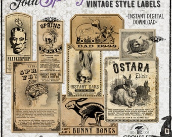 Gothic Spring Apothecary Style Labels #94, Printable