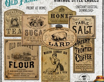 1800's Primitive Style Labels #96, Printable