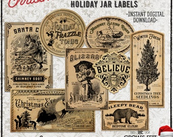 Vintage Look Holiday Jar Labels #89, Printable