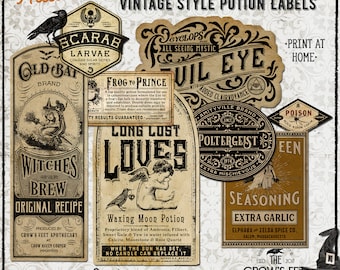 Vintage Look Potion Labels #79, Printable Potion Jar Labels