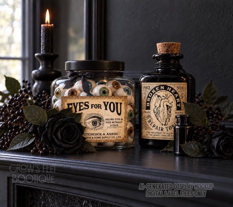 Gothic Valentine Labels | Love Potion, Coffin & Skeleton Printables | Creepy Romantic Valoween Decor | #91 image 2