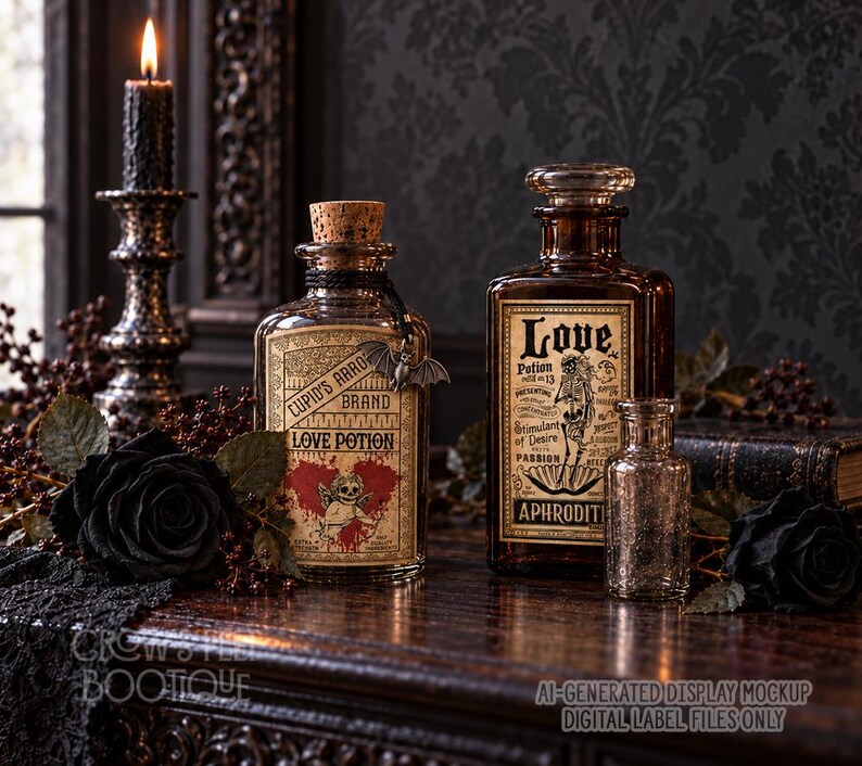 Gothic Valentine Labels | Love Potion, Coffin & Skeleton Printables | Creepy Romantic Valoween Decor | #91 image 5