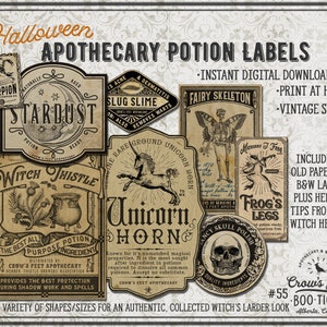 Vintage Look Potion Labels 55 Halloween Apothecary Labels - Etsy
