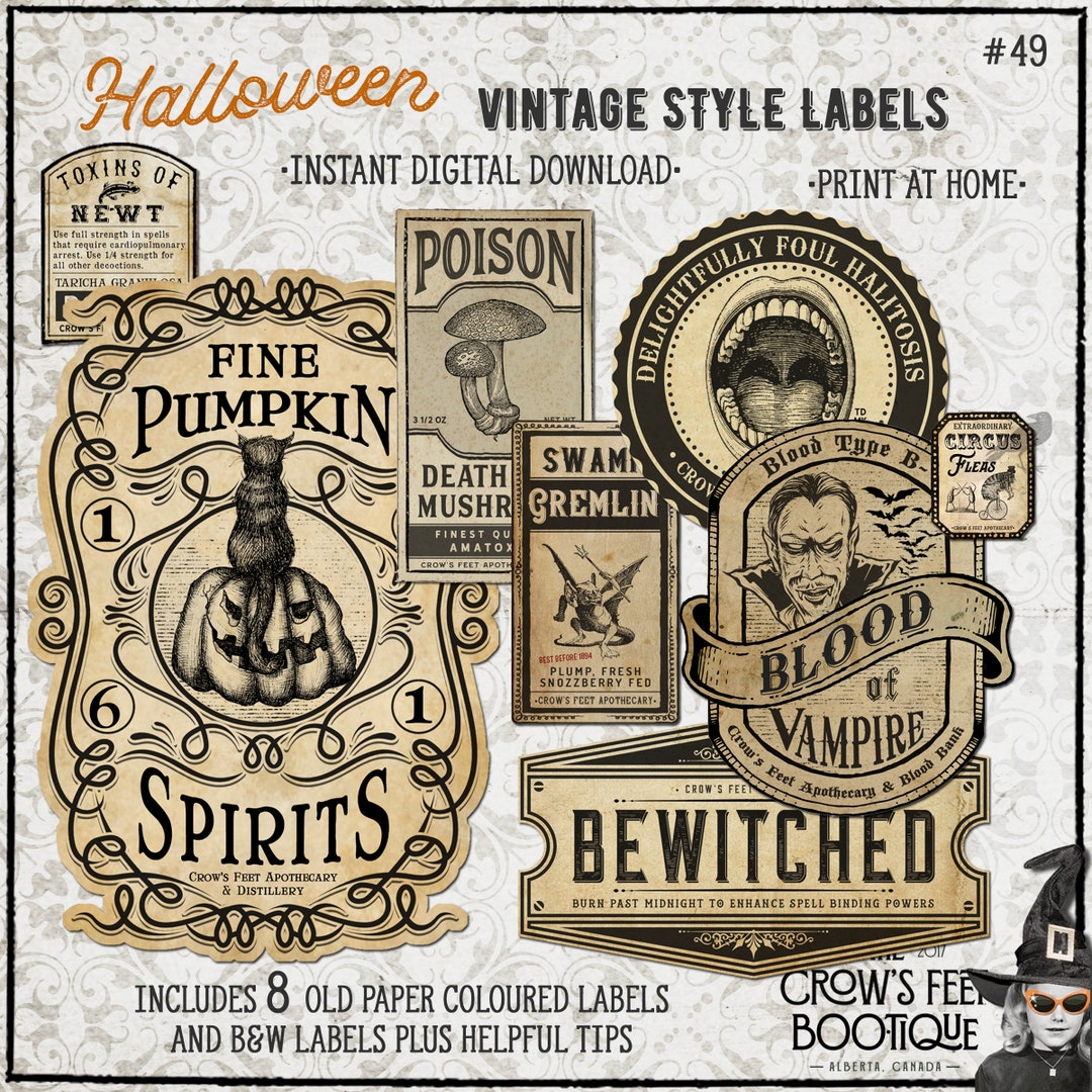Vintage Look Potion Labels #49, Halloween Apothecary Labels for Jars ...