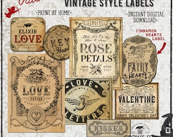 Vintage Look Valentine's Day Apothecary Labels #73, Printable