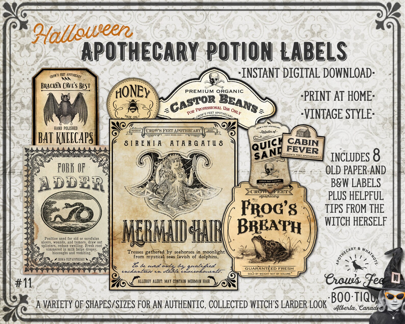 Vintage Look Potion Labels 11 Halloween Apothecary Labels Etsy