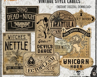 Vintage Look Potion Labels #77, Printable Potion Jar Labels