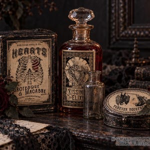 Gothic Valentine Labels | Love Potion, Coffin & Skeleton Printables | Creepy Romantic Valoween Decor | #91 image 4