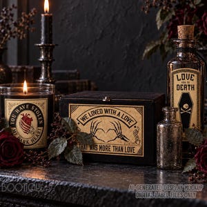 Gothic Valentine Labels | Love Potion, Coffin & Skeleton Printables | Creepy Romantic Valoween Decor | #91 image 3