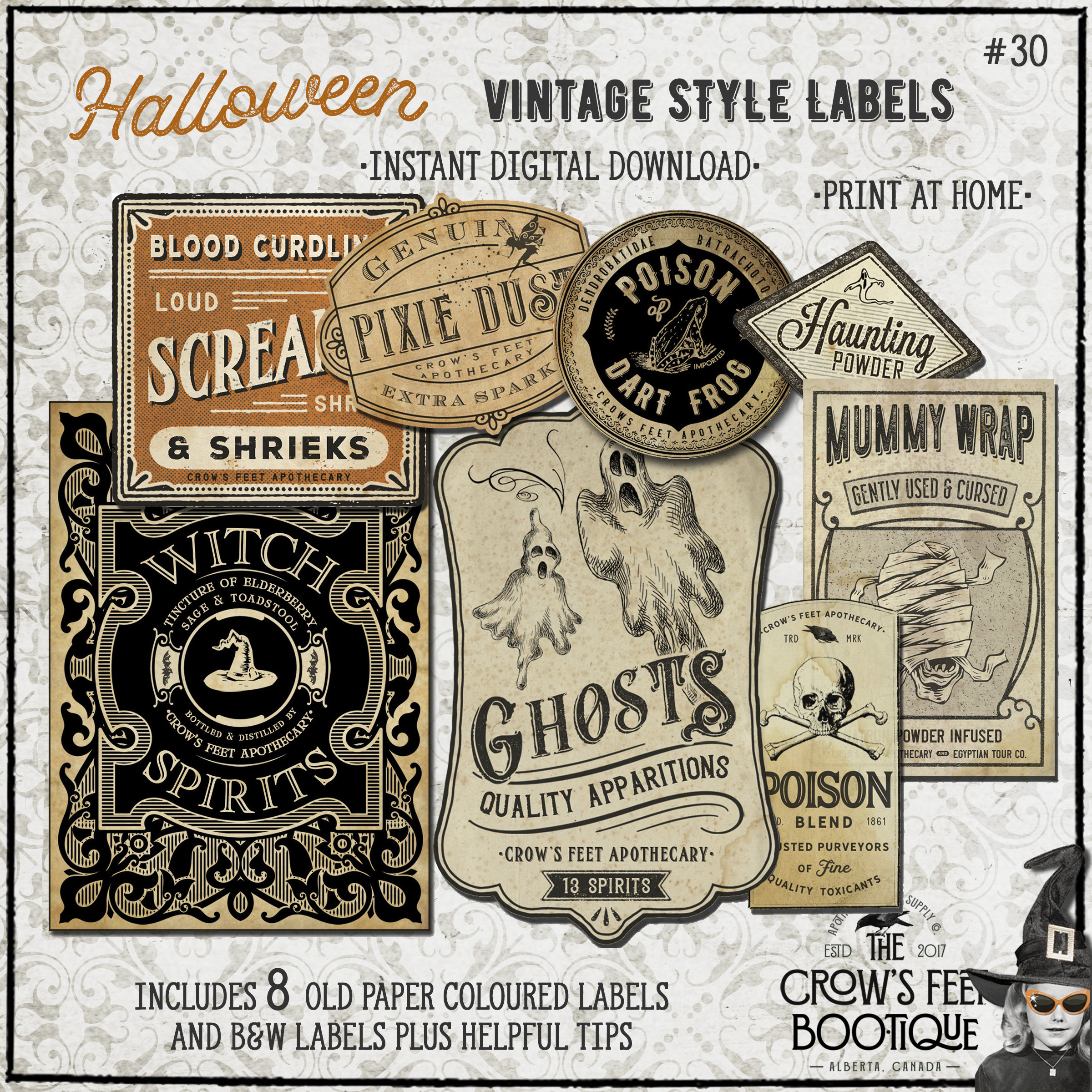 Vintage Look Potion Labels #30, Halloween Apothecary Labels for Jars ...