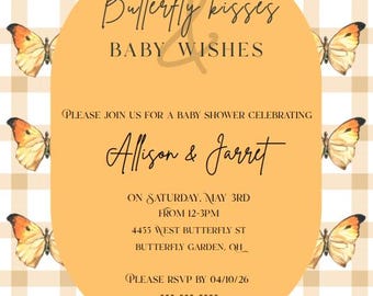 Butterfly Kisses and Baby Wishes Invitation