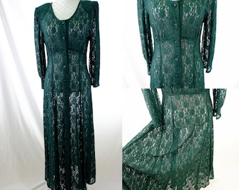 Vintage 90s lace dress/ grunge dress/ jazz era/ jazz dress/ button down dress/ kimono/ versatile dress/ casual dress/ wedding guest/ spring