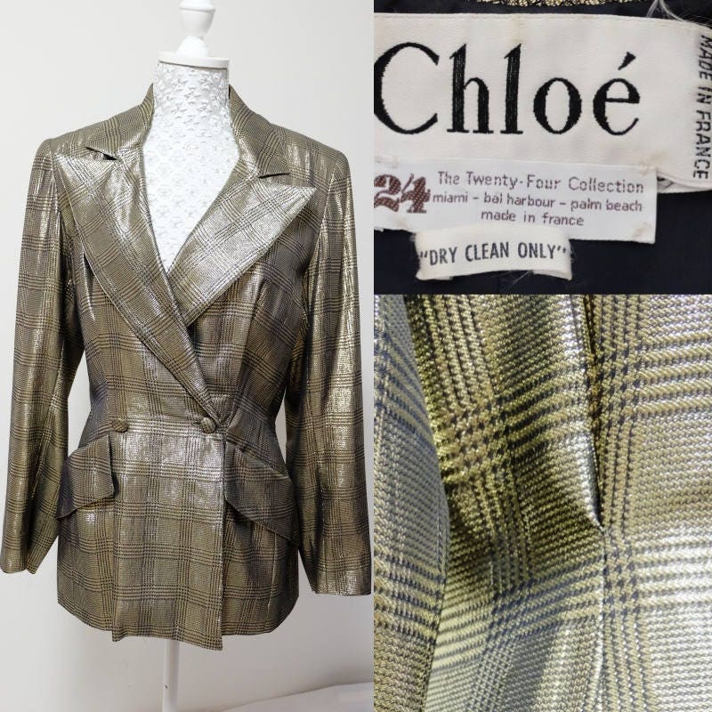 Chloe blazer jacket 80s Vintage metallic gold lame lurex/ | Etsy