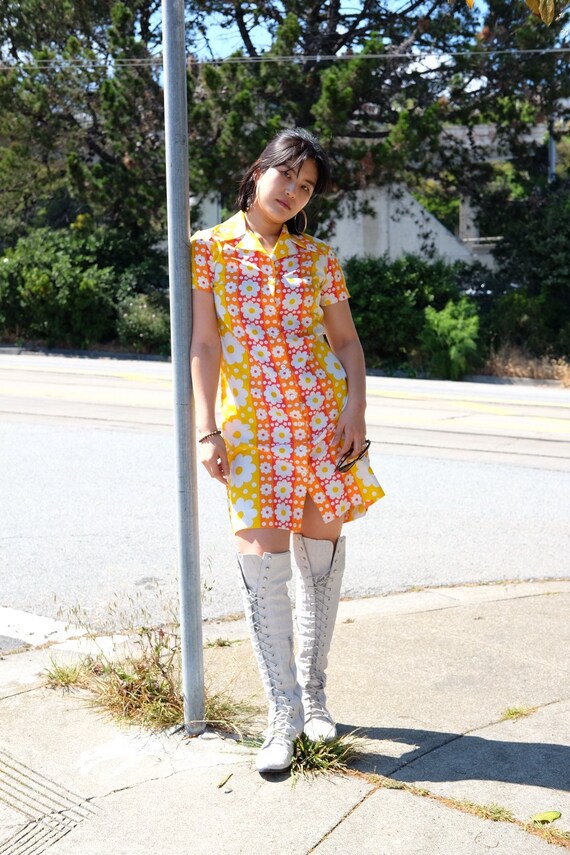 Daisy Vibrant Stripes 60s Vintage Cotton dress/ sp