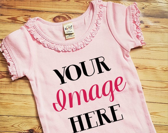 Pink Blank Toddler Girl Mockup Tee Mockup Image Wood