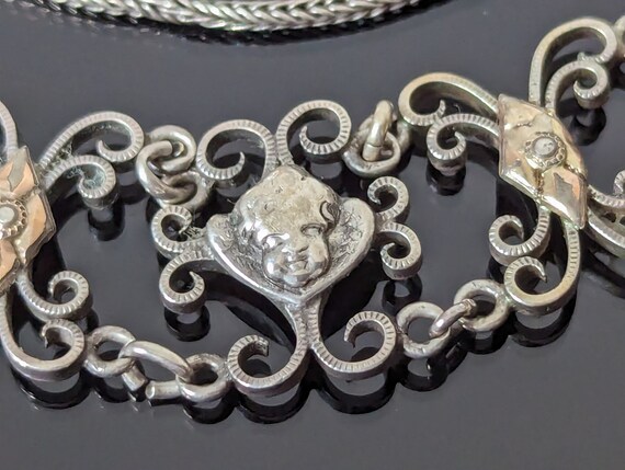 Antique French 800 Silver Cherub Bracelet - image 7
