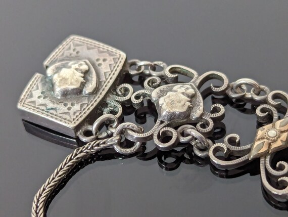 Antique French 800 Silver Cherub Bracelet - image 2