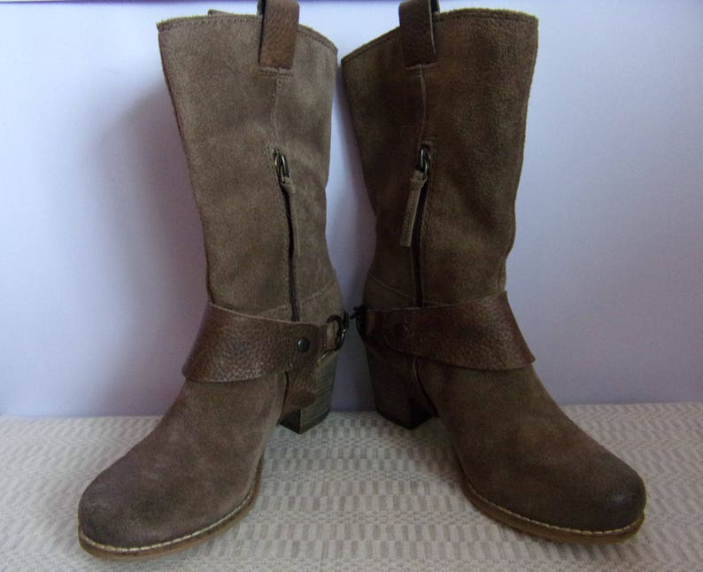Vintage Women/'s Boots Brand CLARKS BootsBrown Leather BootsCowboy BootsSuede Leather BootsSize EU 36 UK 3,5