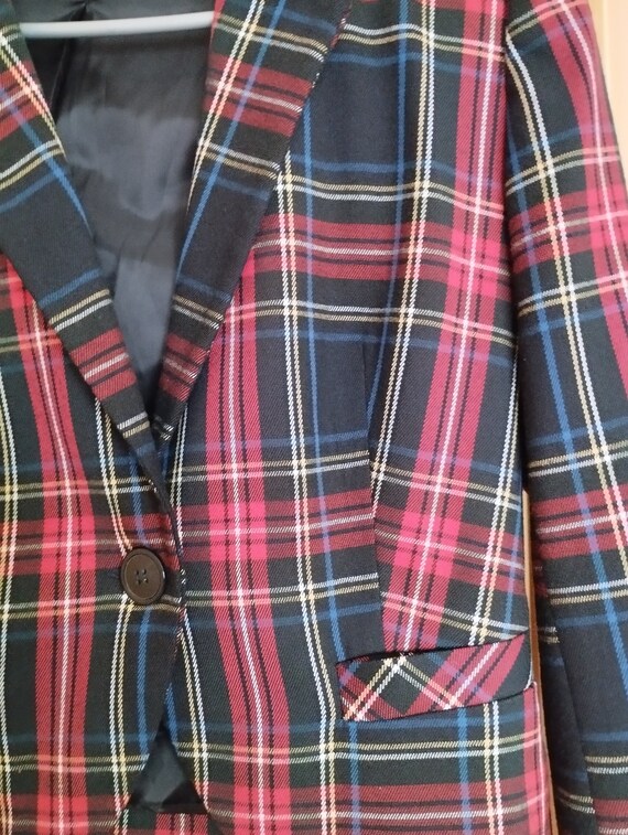 Vintage Womens Jacket/Short Checkered Blazer/Blue… - image 3