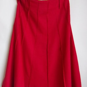Vintage Women&#39;s Skirt/Fuchsia Pink Color Skirt/Paneled Skirt/Linen Skirt/Linen Viscose  Skirt/Midi Skirt/Zipper/Size L