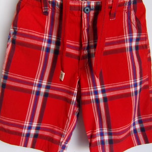 Vintage Herrenhose/ Rot Blau Weiß Shorts/Karierte Shorts/Sommer Strand Shorts/Mit Taschen/ Größe M