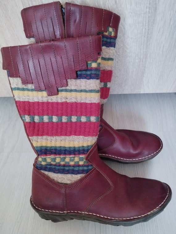 Vintage Womens Boots purimusac Vidata Natural Boots dark Red