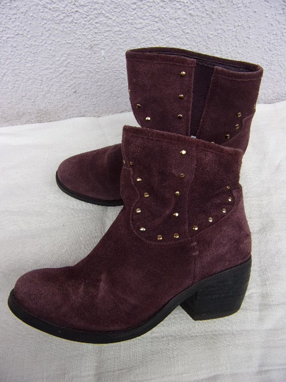 Vintage Womens Boots/Real Suede Upper/Red Brown L… - image 3