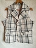 Vintage Womens Vest/White Gray Black Checkered Vest/Button Up/Pockets/Lining/Size XL