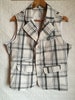 Vintage Womens Vest/White Gray Black Checkered Vest/Button Up/Pockets/Lining/Size XL 