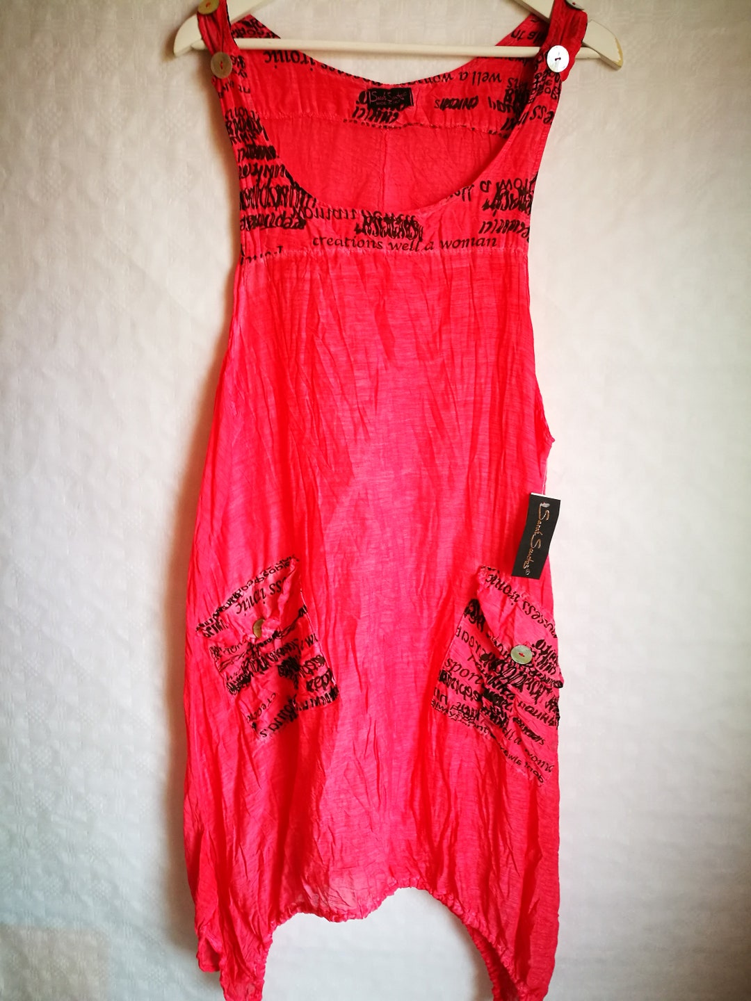 Vintage Womens Tunic/summer Sleeveless Pink Black Tunic/long