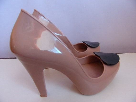 rubber shoes with high heels