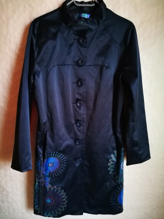 Vintage Womens Trench Coat/Dark Blue Desigual Tren