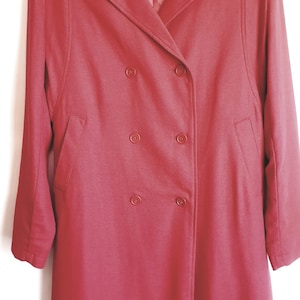 Vintage Womens Trench/Spring Coat/Red Trench Coat/Button Up/Pockets/Collared/Lining/Size L