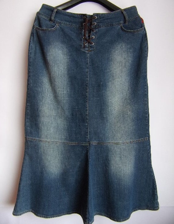 Long blue clearance jean skirts large