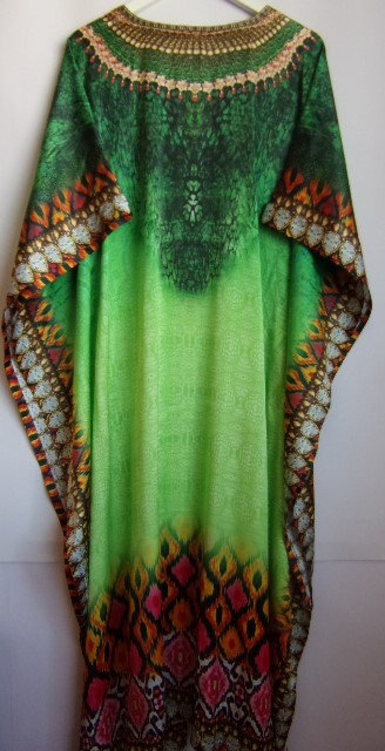 Vintage Women/'s DressSummer DressColorful Dress Green Yellow Pink DressAbstract Print Maxi DressV NeckSize M