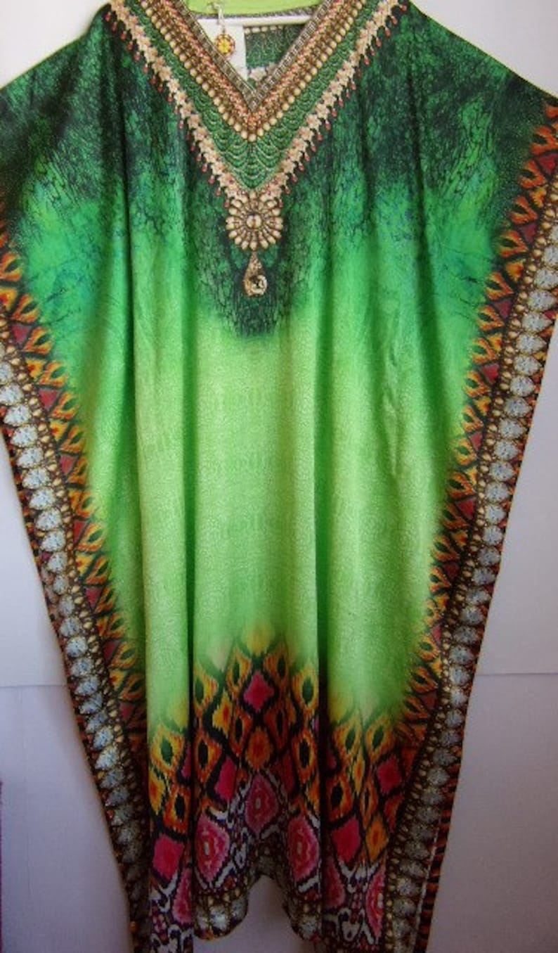 Vintage Women/'s DressSummer DressColorful Dress Green Yellow Pink DressAbstract Print Maxi DressV NeckSize M